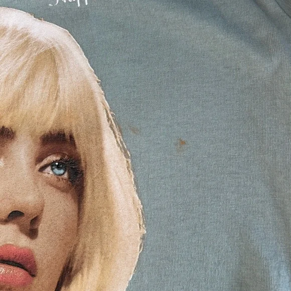 Billie Eilish Light Gray Graphic Tee with Pale Pink Portrait - Picture 4 of 4